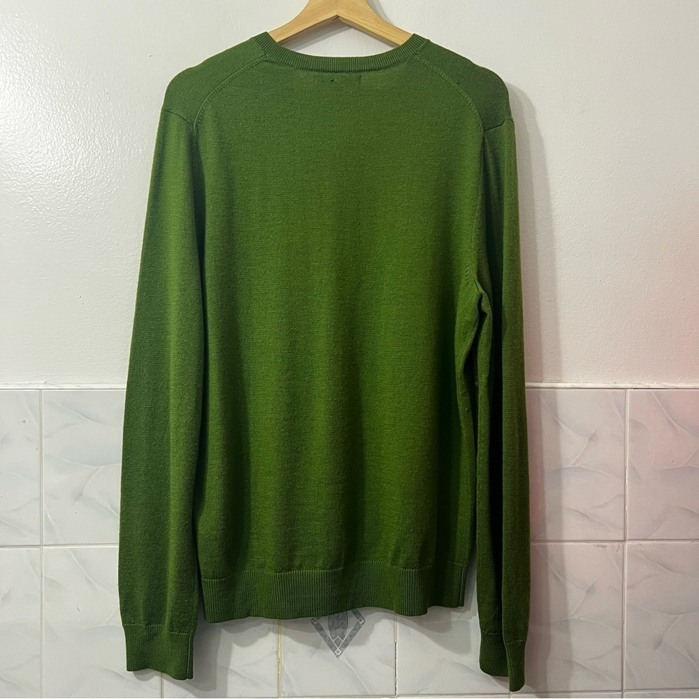 Banana Republic Green 100% Merino Wool Sweater Sz M Preppy Old Money Academia - Picture 7 of 14